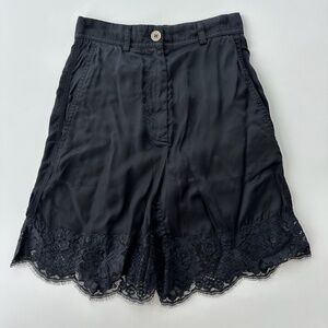Rare Maison Martin Margiela Paris lace trim black Satin shorts size 36